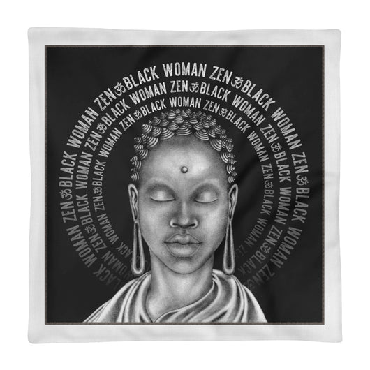 Black Woman Zen in Black Throw Pillow Case
